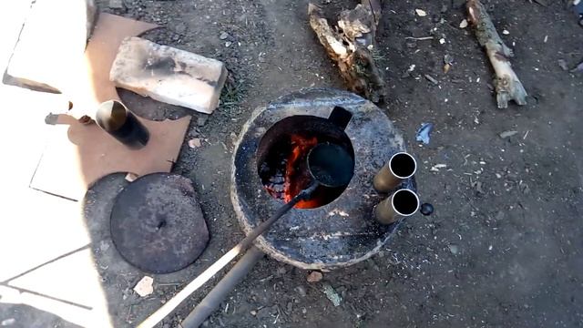 Плавка алюминия. Стружка Melting aluminum. Shavings