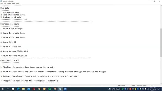ADB (Azure Databricks) tutorials || Demo - 4 || by Mr. Sameer On 01-10-2022 @10AM IST смотреть онлайн