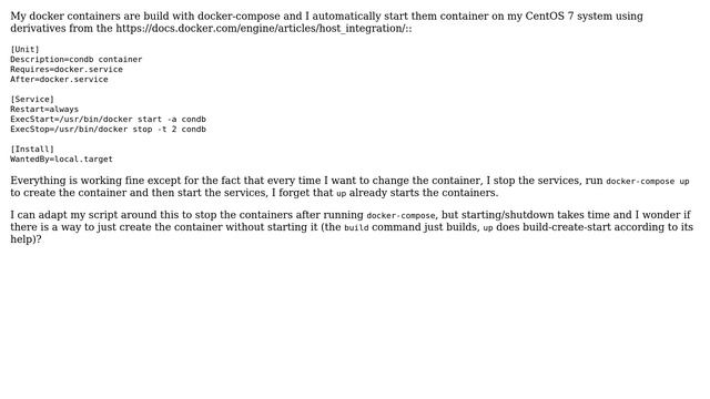 Unix & Linux: docker compose create containers without starting them смотреть онлайн