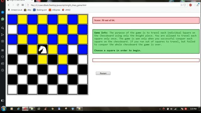 Knight Chess Game developed using JavaScript смотреть онлайн