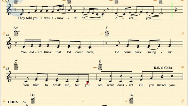 Ukulele - Stronger - Kelly Clarkson - Sheet Music, Chords, & Vocals смотреть онлайн