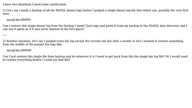 Can you restore purged MySQL binary logs? смотреть онлайн