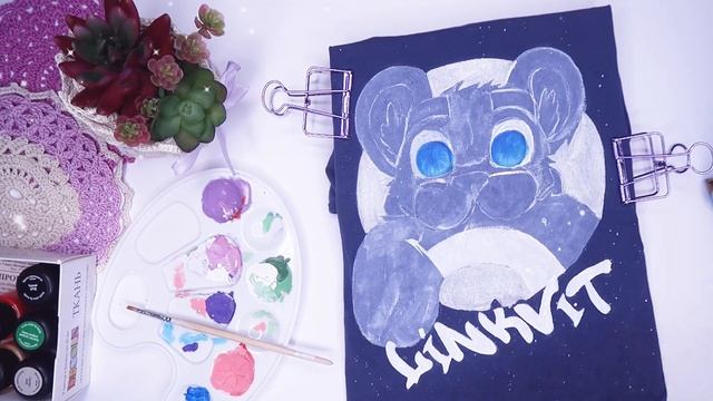 Мягкая и объемная роспись по ткани краски DECOLA - снежный барс на футболке смотреть онлайн