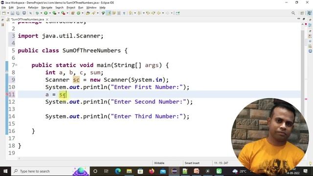 Print Sum of 3 Numbers in JAVA | Take Input using Scanner Class | Full JAVA Code in Eclipse|Class#1 смотреть онлайн
