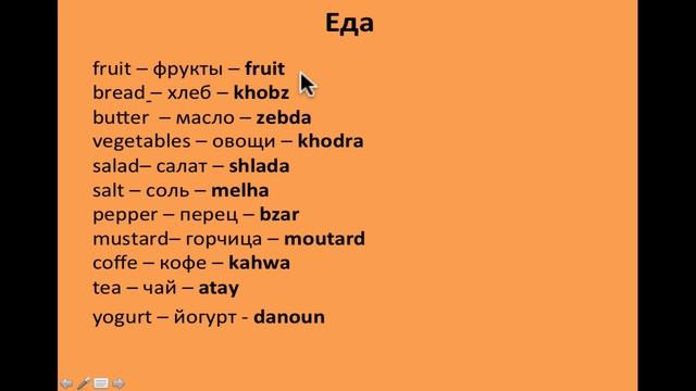 Марокканские слова - Тема Еда - (Дарижа) - Learn Moroccan Arabic Food