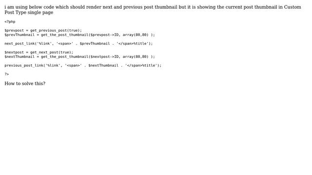 Wordpress: Next Prev Post link rendering current post thumbnail смотреть онлайн