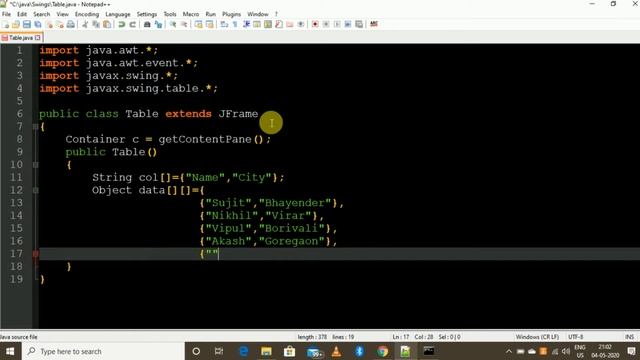 Java : Program on Swing to Create table смотреть онлайн