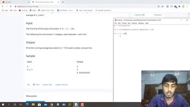 Running Average || Solution in Python || Competitive Programming Bangla || Toph смотреть онлайн