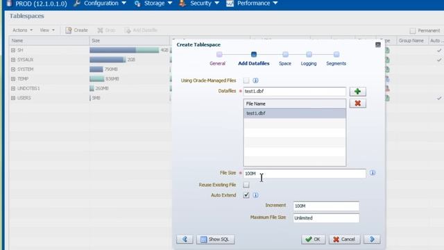 Create a New Tablespace with EM Express 12c смотреть онлайн