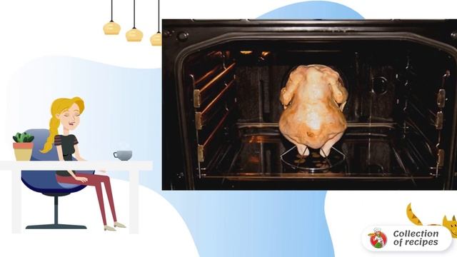 Chicken in the oven on a stand. Festive table смотреть онлайн