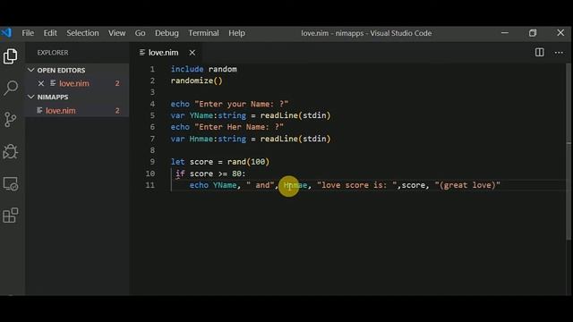 Simple Love Calculator in || nim || смотреть онлайн