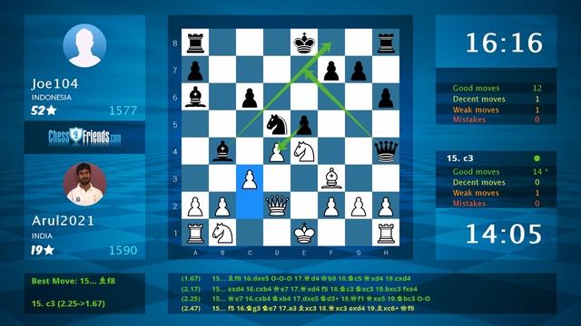 Chess Game Analysis: Arul2021 - Joe104, 1-0 (By ChessFriends.com) смотреть онлайн