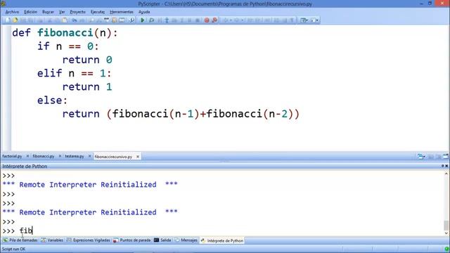 Función Fibonacci recursiva. Ejemplo смотреть онлайн