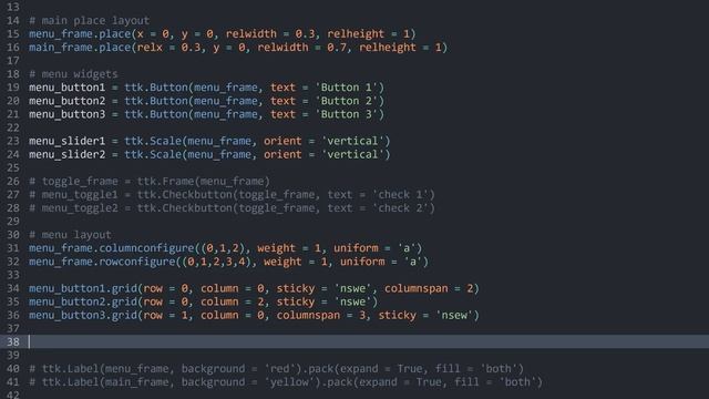 Combining tkinter layout methods (pack + grid + place) смотреть онлайн