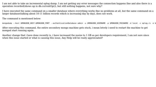 Mongodb incremental oplog Dump not working смотреть онлайн