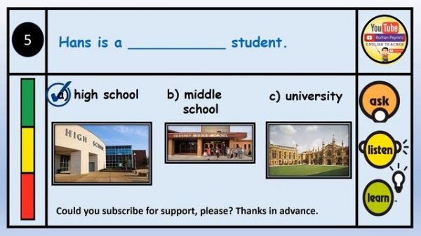 Listen and Answer + pdf - A1 Level Listening Exercise - Easy English Lesson