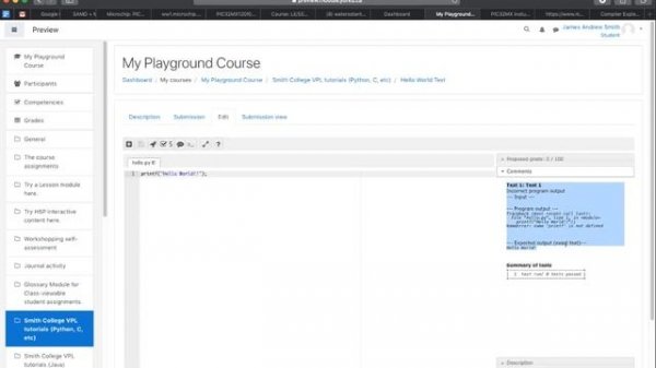 Virtual Programming Lab for "Hello World" in Python