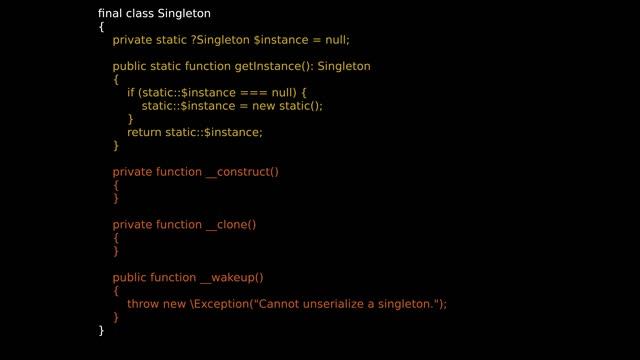 PHP: паттерн проектирования Singleton смотреть онлайн