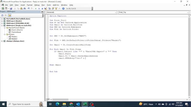 How to Reply on Trail Mail with specific subject name using VBA. смотреть онлайн