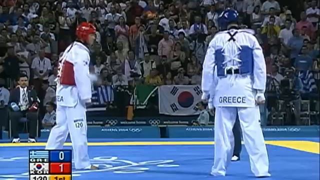 Olympic Games Athens 2004 Taekwondo Greece vs korea +80kg final K.O смотреть онлайн