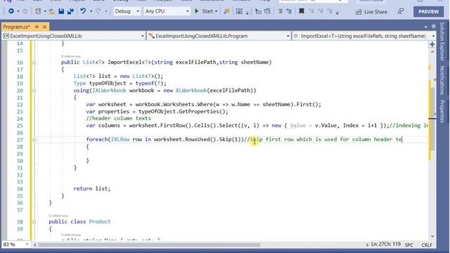 How to import excel data into C# objects using ClosedXML library | Generic Import Method смотреть онлайн