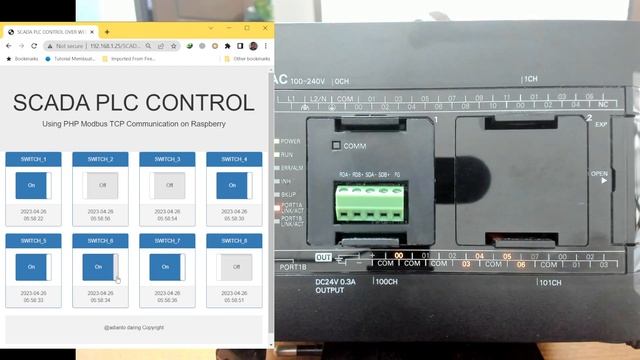 SCADA PLC CONTROL on OMRON CP2EN and RASPBERRY PI using PHP Modbus TCP смотреть онлайн