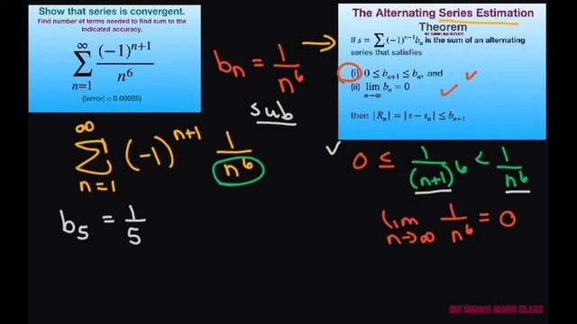Show series converges. Find number of terms needed for sum to indicated accuracy {(-1)^(n+1)/n^6} смотреть онлайн