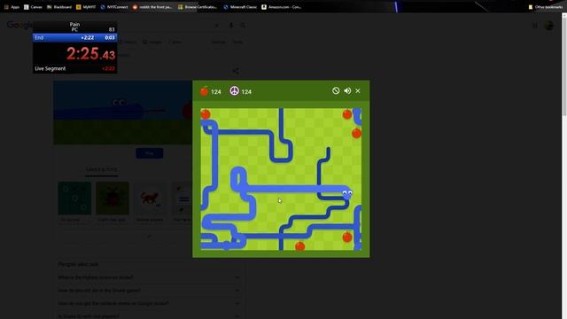 Google Doodle Snake Game Peaceful Mode (Slow) 5 Apples WR Attempts смотреть онлайн