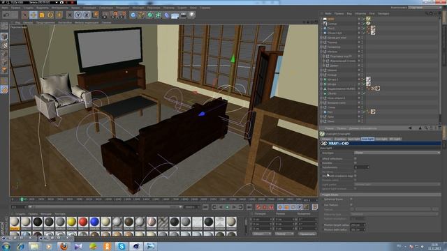 Cinema 4d Vray, настройки рендера, освещение игнтерьера, с красивым реалистичным эффектом смотреть онлайн
