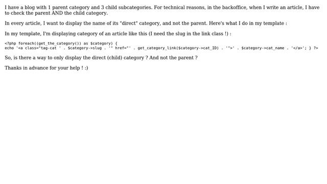 Wordpress: Wordpress display only child category in template смотреть онлайн
