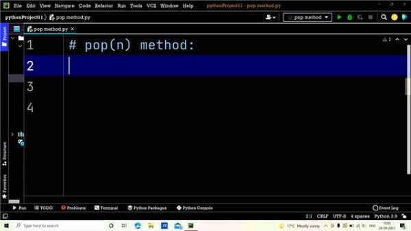 Pop() List Method in Python || Part-49 || Python Tutorial For Beginners