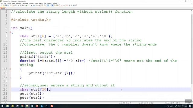 Find strings length without strlen function in C Programming Tutorial for Beginners смотреть онлайн