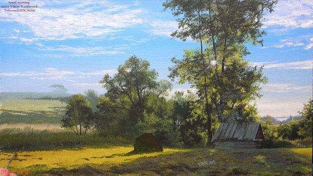 Good morning / Acrylic paint / Painting / landscape. #104 смотреть онлайн