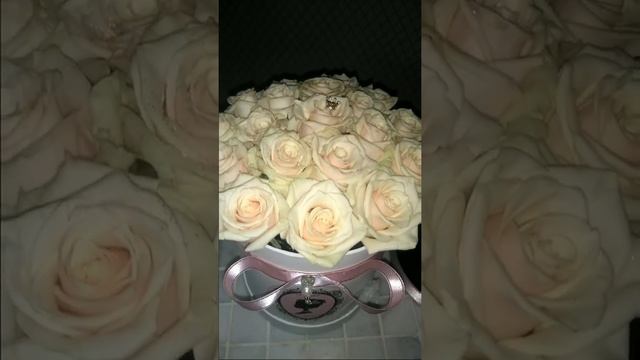 Кремовые розы в шляпной коробке сорта "Talea" от Будуара Цветов. смотреть онлайн