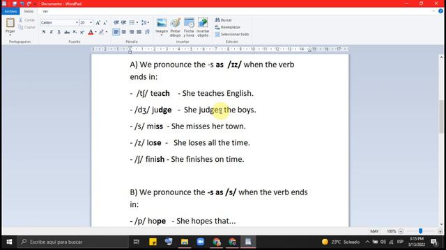 PRONUNCIATION OF THE -S IN THE PRESENT SIMPLE