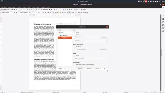 Format the columns - Change Evenly distributed content to all columns - in LibreOffice Writer смотреть онлайн