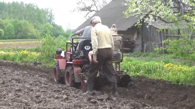 Посадка картошки на МИНИтракторе МТЗ 132 смотреть онлайн