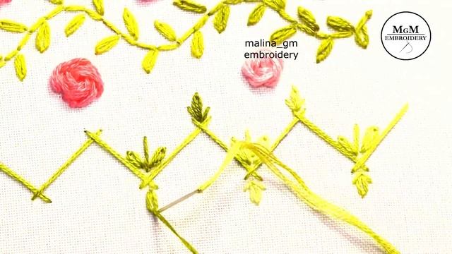 Border Design Embroidery. Rose Stitch. Flower Border Line