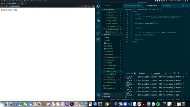 Flask and d3.js III: Reading a .csv file смотреть онлайн