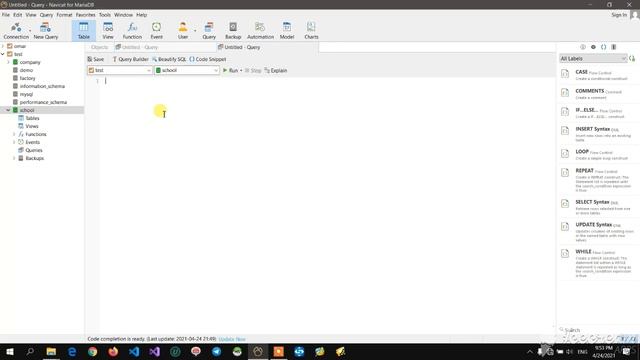 SQL_navicat for MariaDb_1 شرح مبدئي لكيفية العمل على برنامج Navicat .. смотреть онлайн