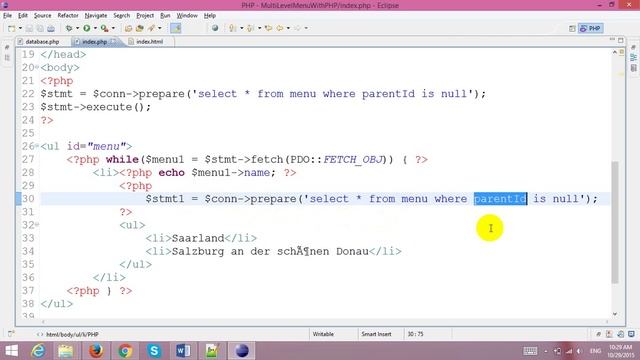Building Multi Level Menu Dynamically with PDO in PHP and MySQL смотреть онлайн