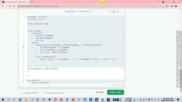 Day 12 : Inheritance | 30 days of code | Hackerrank | C/C++ Language | Hindi | Code With Pankaj смотреть онлайн