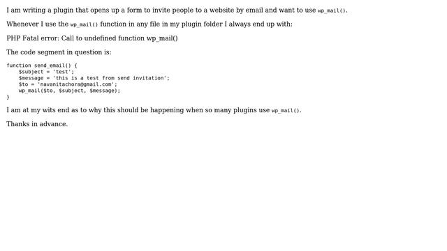 Wordpress: wp_mail is undefined смотреть онлайн