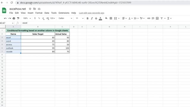 Conditional Formatting Based On Another column in Excel google sheets смотреть онлайн