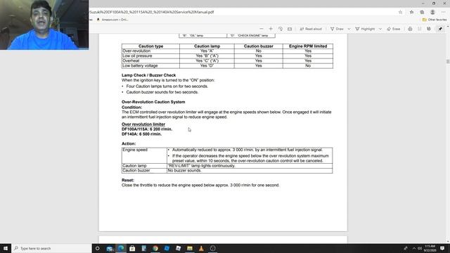 Engine warning alarm codes for Df Suzuki Df 100/115/140 смотреть онлайн