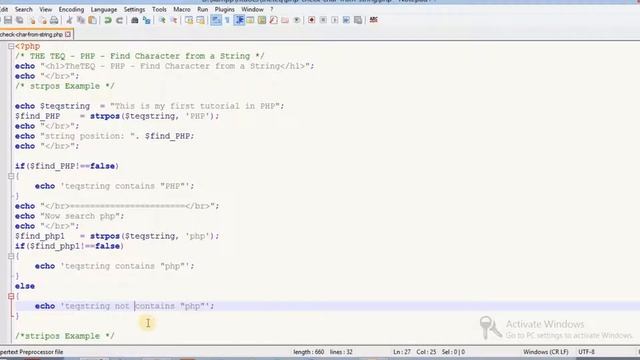 How to find a character from a string in PHP | strpos() | stripos() | PHP Functions | TheTEQ смотреть онлайн