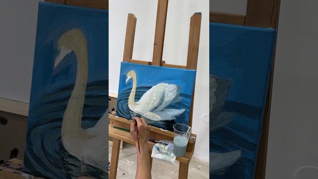 Рисуем лебедь акрилом