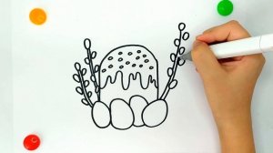 Как нарисовать Пасхальный Кулич просто / Рисунки на Пасху / Мультик раскраска для детей
