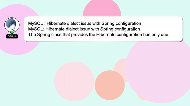 MySQL : Hibernate dialect issue with Spring configuration смотреть онлайн