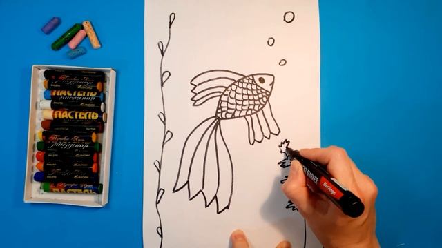 Как нарисовать РЫБКУ. Рисуем с детьми. How to draw a FISH. смотреть онлайн